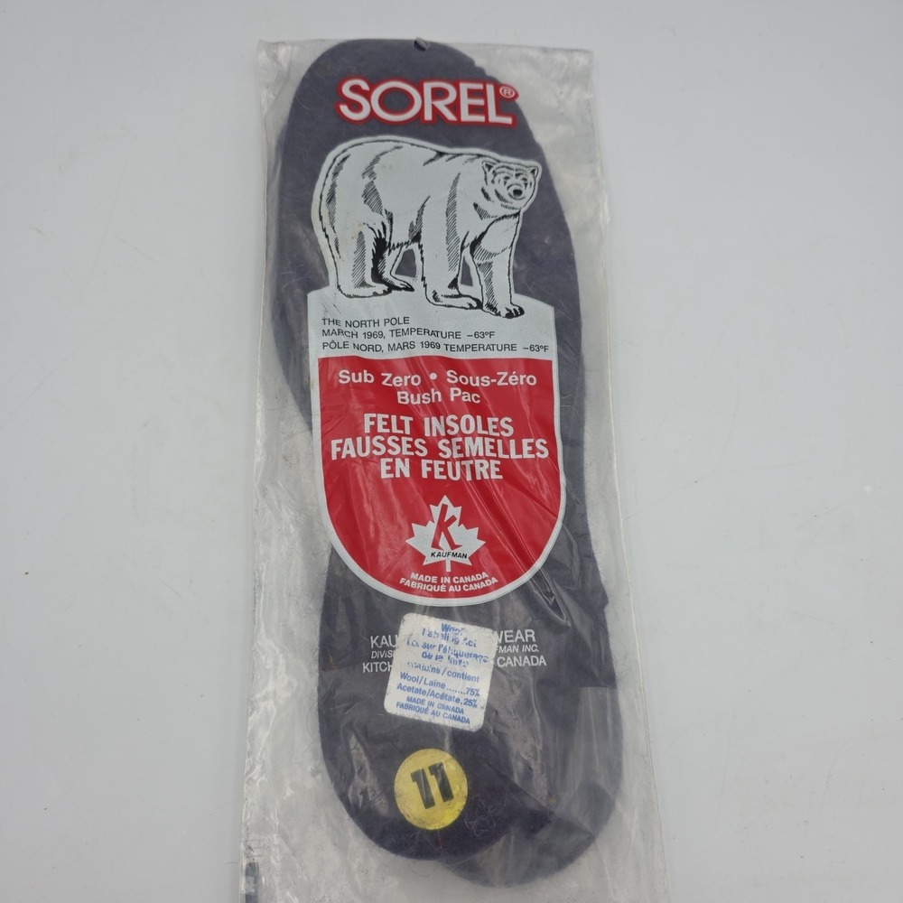 Sorel Felt Insoles Mens 11 Sub Zero Wool & Acetate Blend